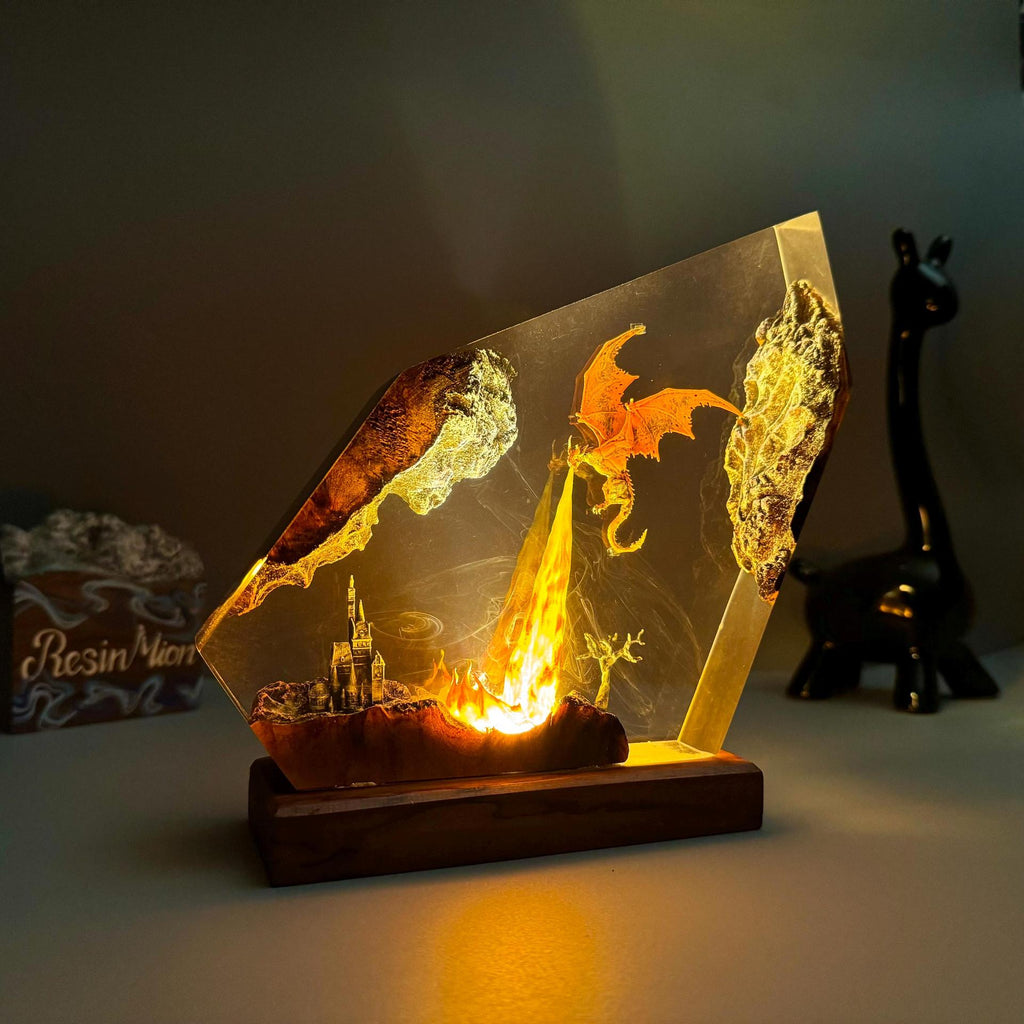 Emberwing — Fire Dragon Resin Lamp