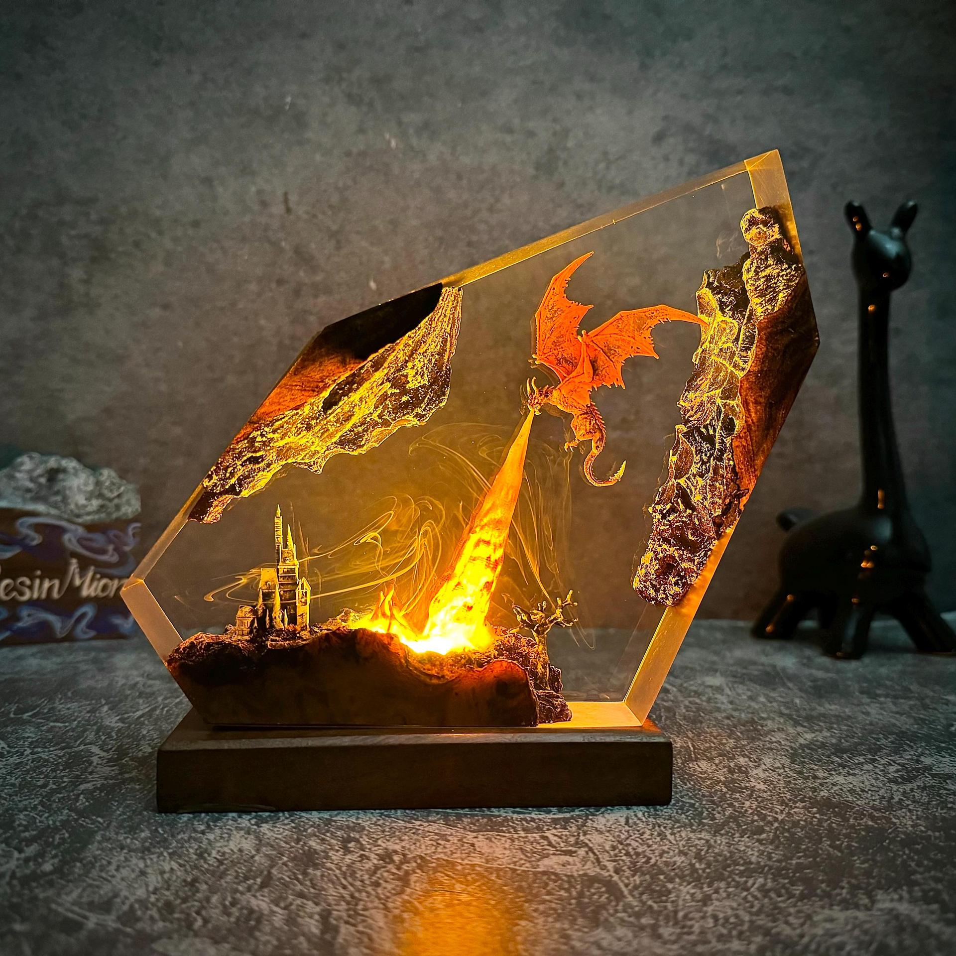 Emberwing — Fire Dragon Resin Lamp
