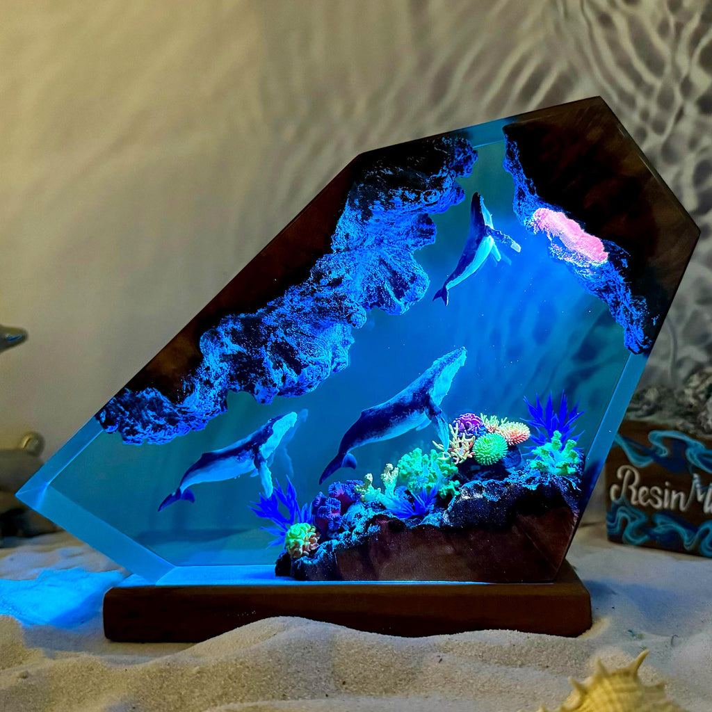 Coralline — Whale Resin & Wood Lamp