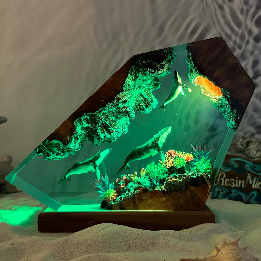 Coralline — Whale Resin & Wood Lamp
