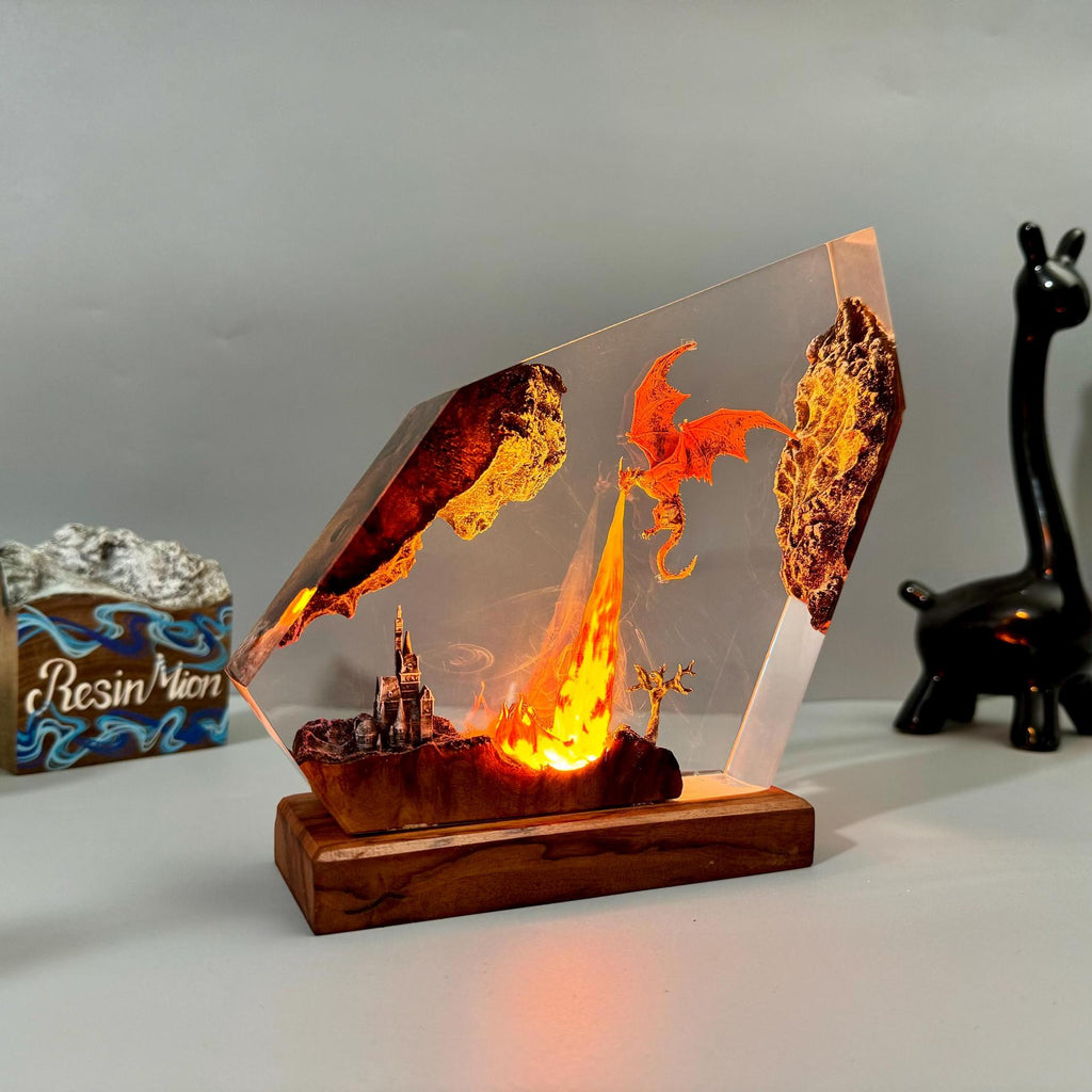 Emberwing — Fire Dragon Resin Lamp