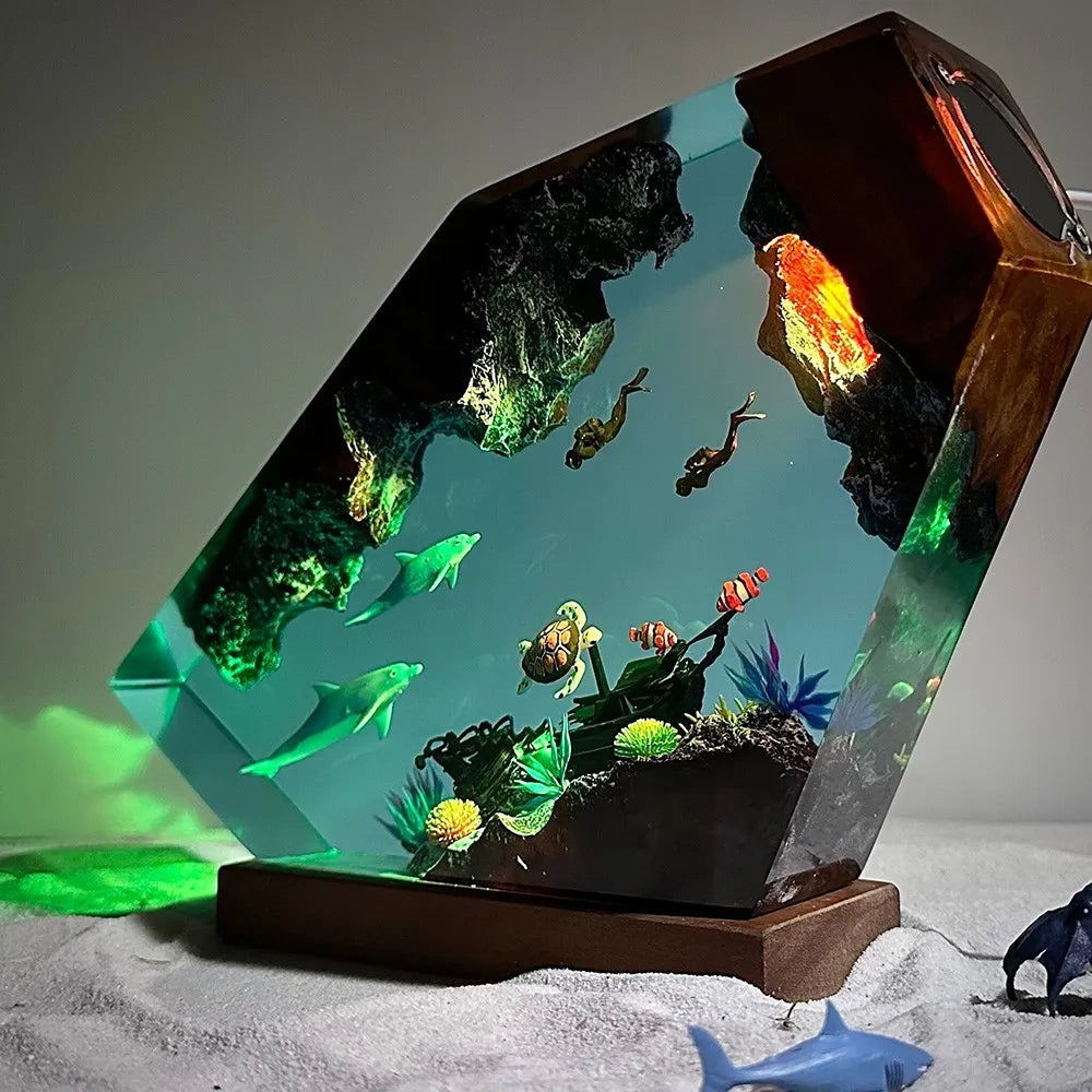 Orca Diver Resin Night Light