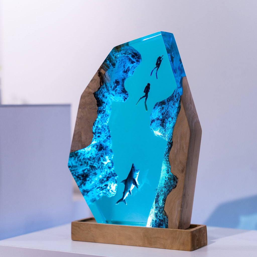 Tidepool — Ocean Diver Resin & Wood Night Light