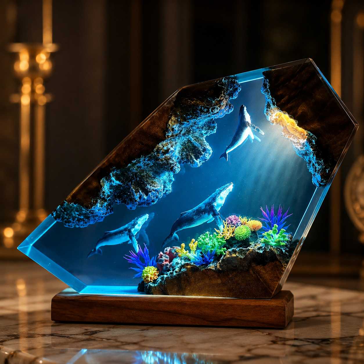 Coralline — Whale Resin & Wood Lamp