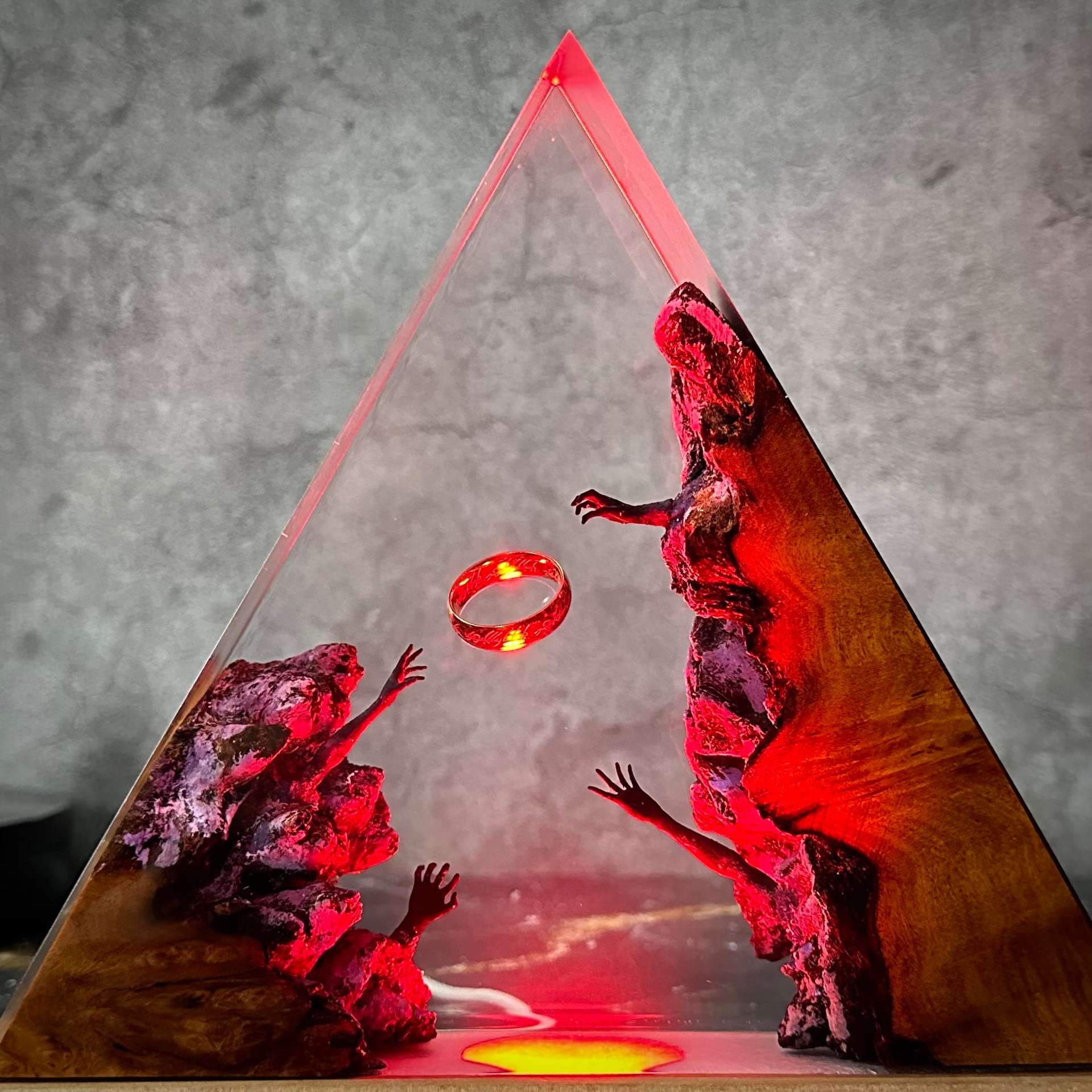 Pinnacle — Resin & Wood Pyramid Lamp