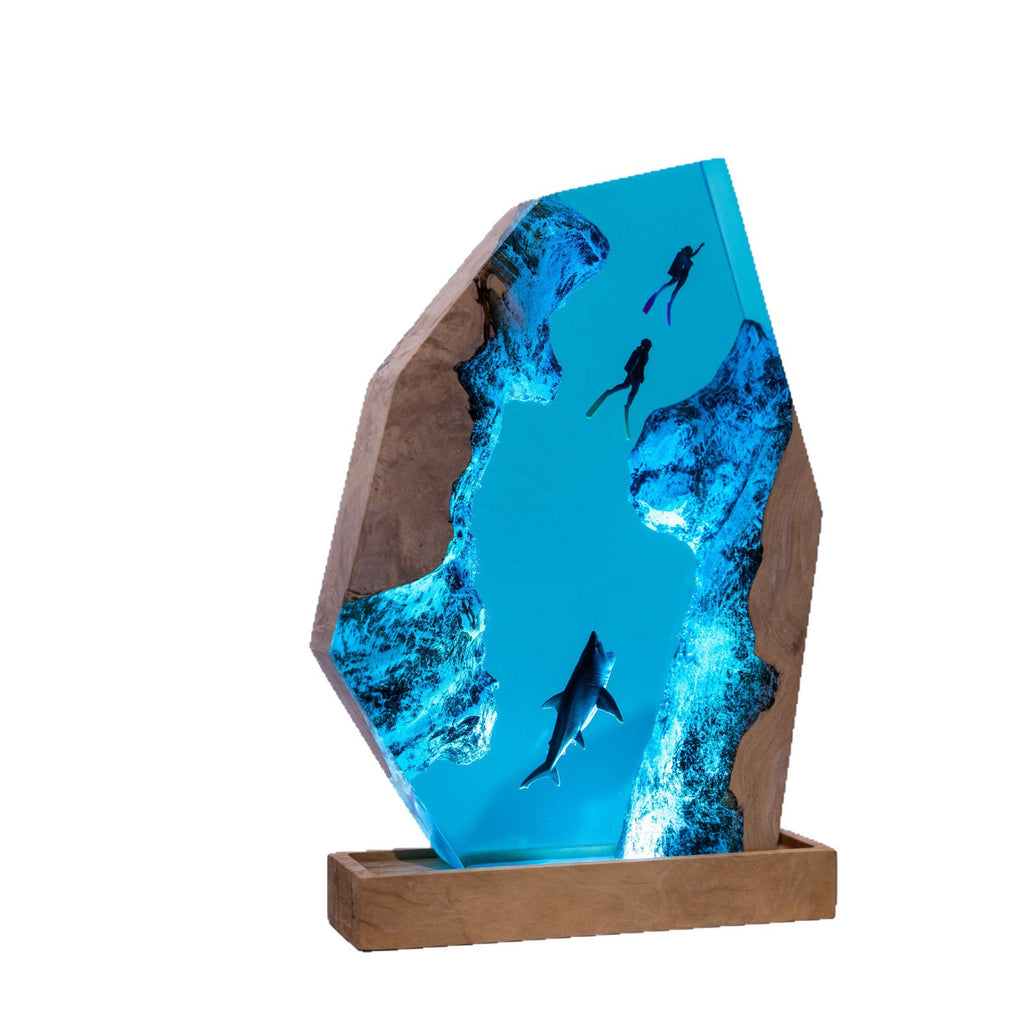 Tidepool — Ocean Diver Resin & Wood Night Light