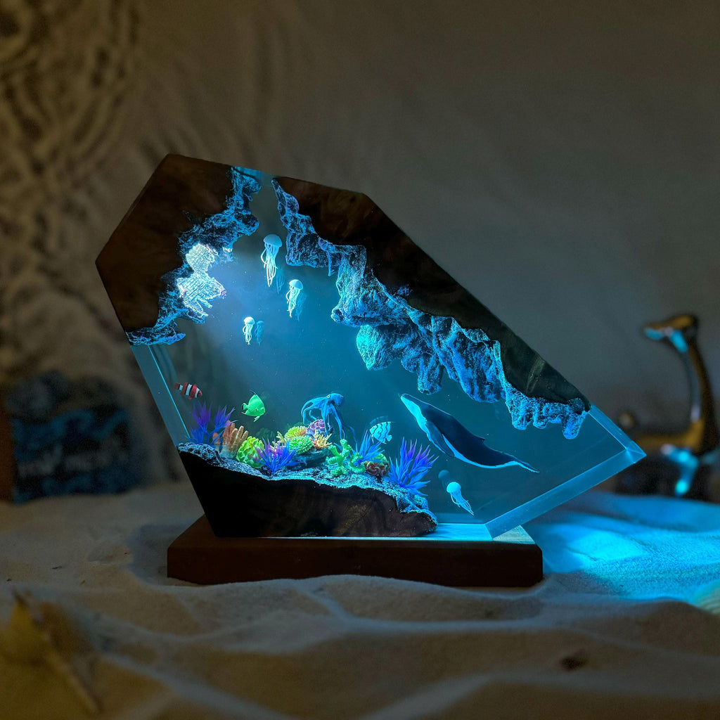 Mareluna — Whale & Jellyfish Resin Night Light