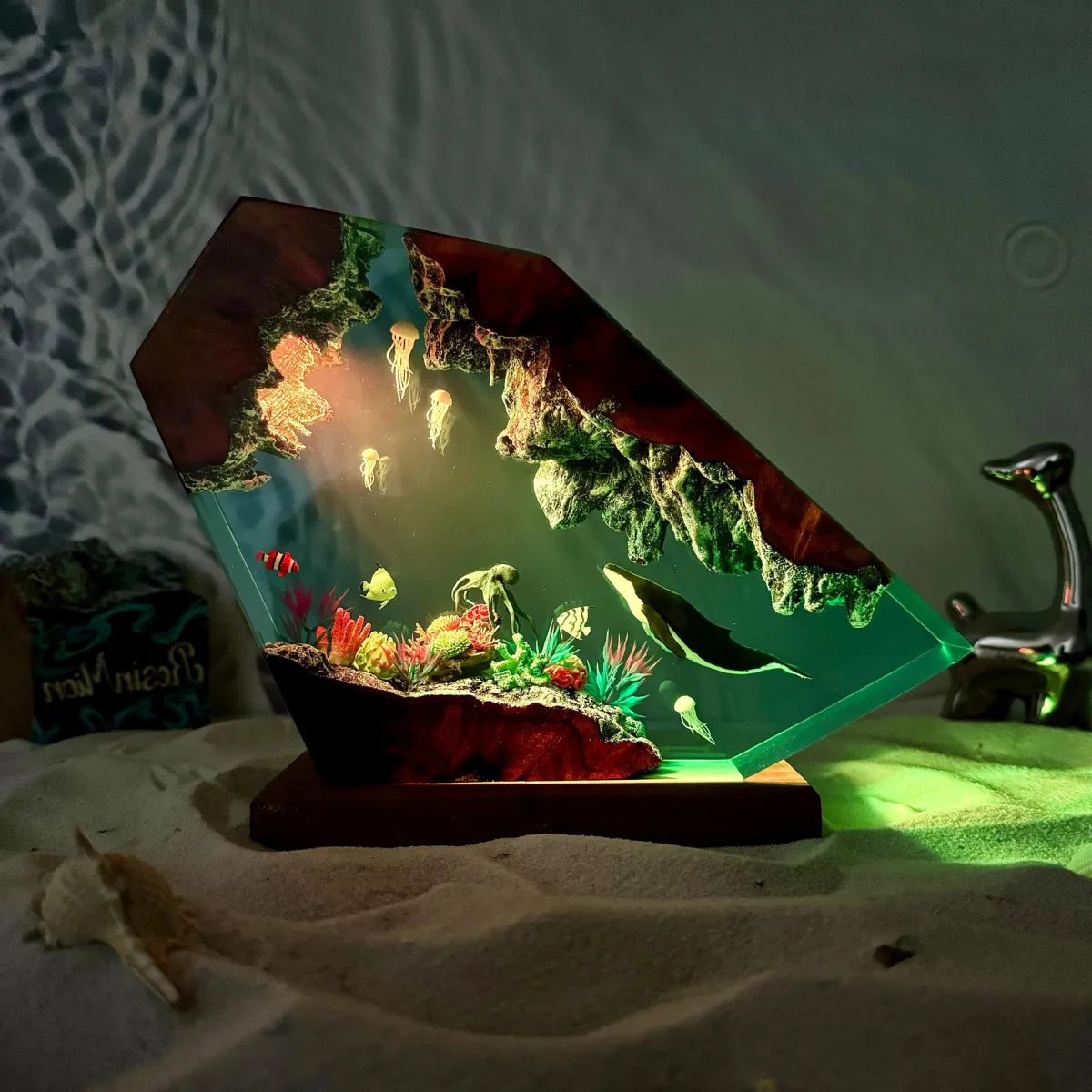 Humpback Whale & Jellyfish Resin Night Light