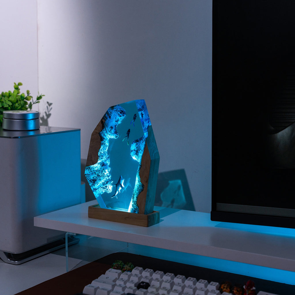 Tidepool — Ocean Diver Resin & Wood Night Light