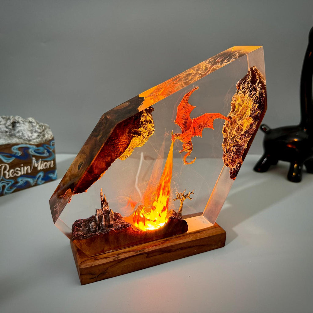Emberwing — Fire Dragon Resin Lamp
