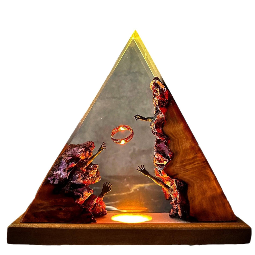 Pinnacle — Resin & Wood Pyramid Lamp