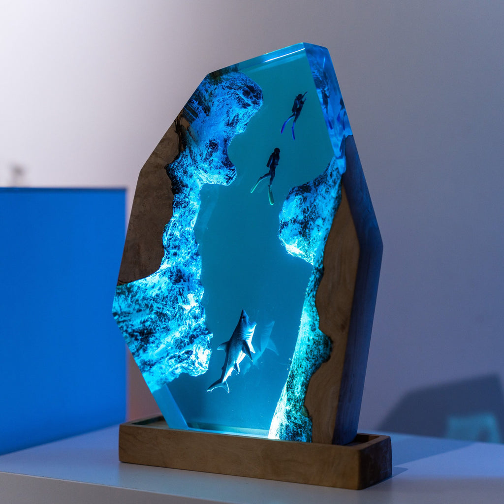 Tidepool — Ocean Diver Resin & Wood Night Light