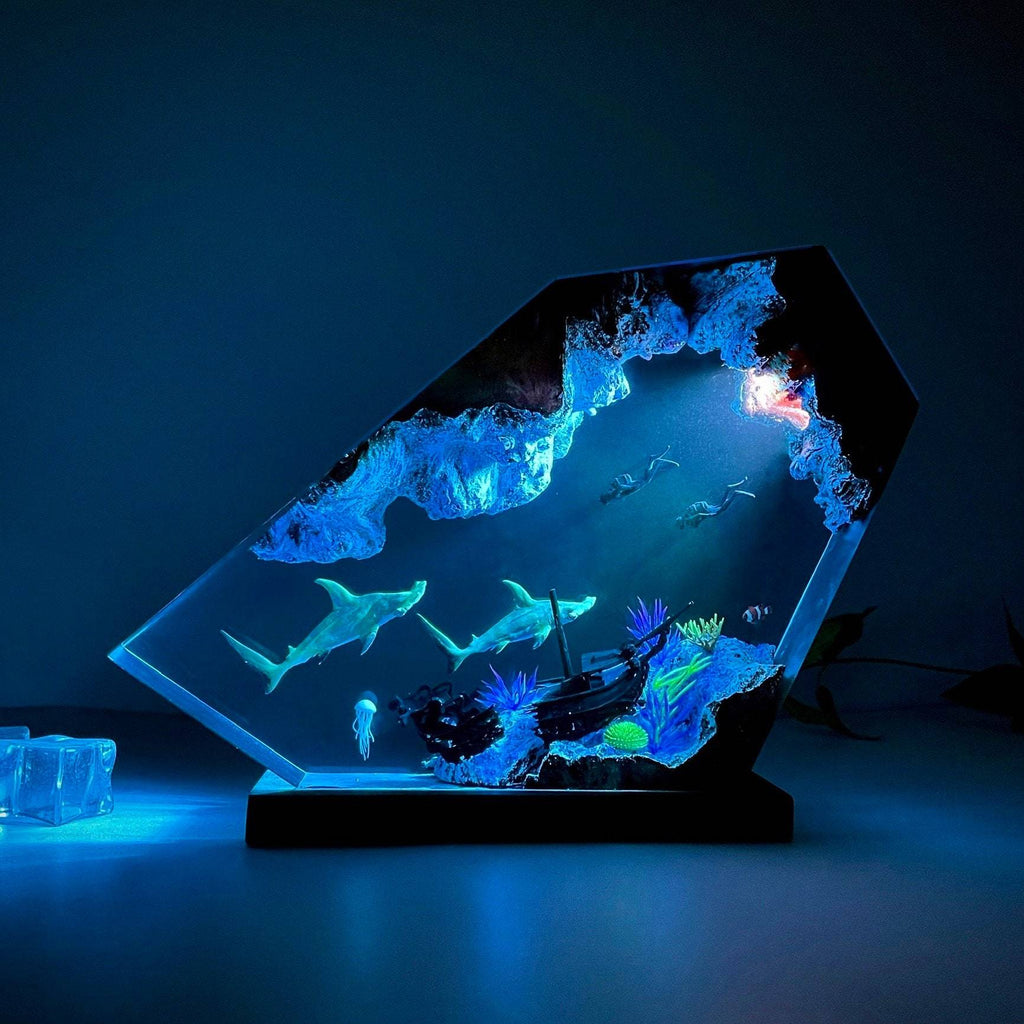 Abyss — Hammerhead Shark Resin Lamp