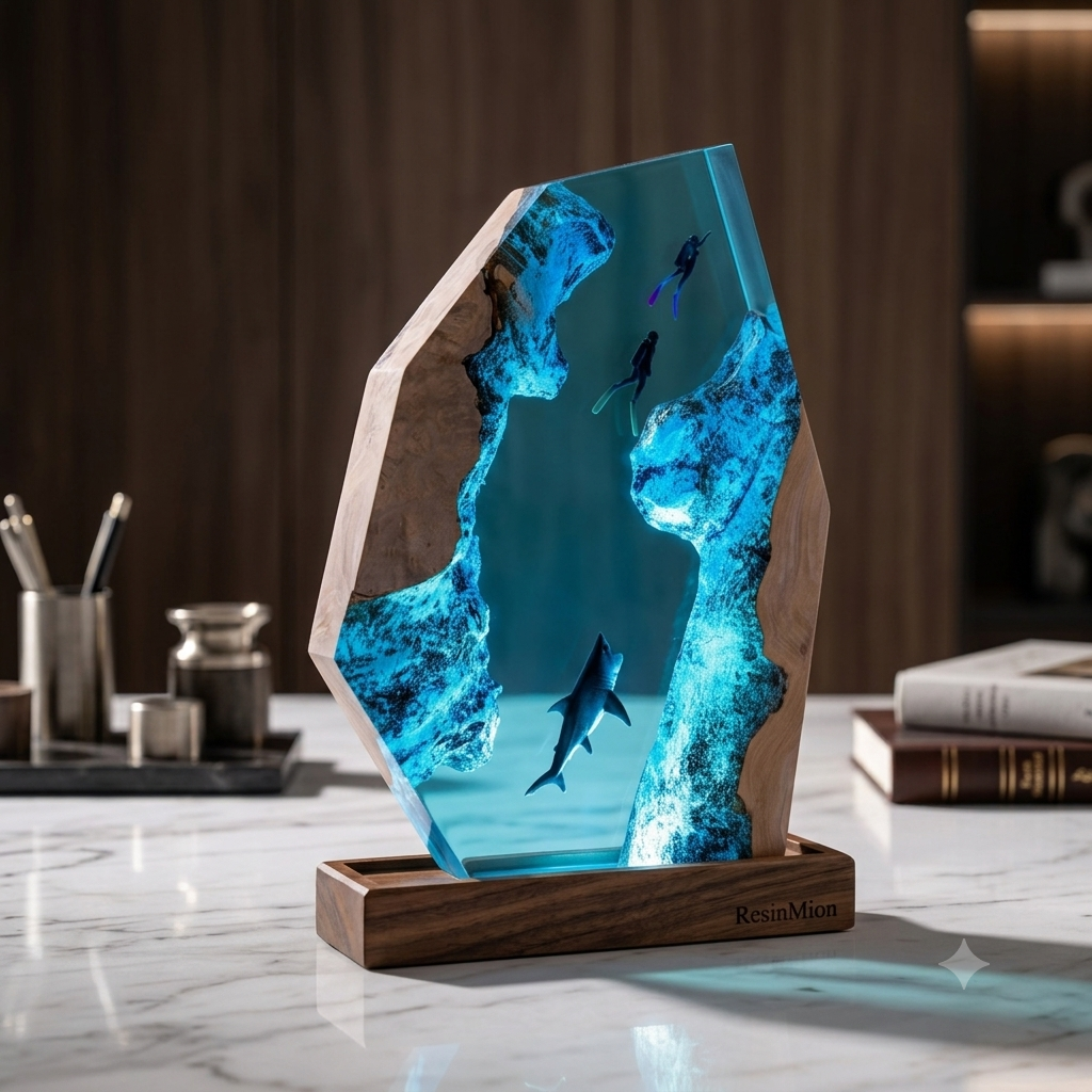 Tidepool — Ocean Diver Resin & Wood Night Light