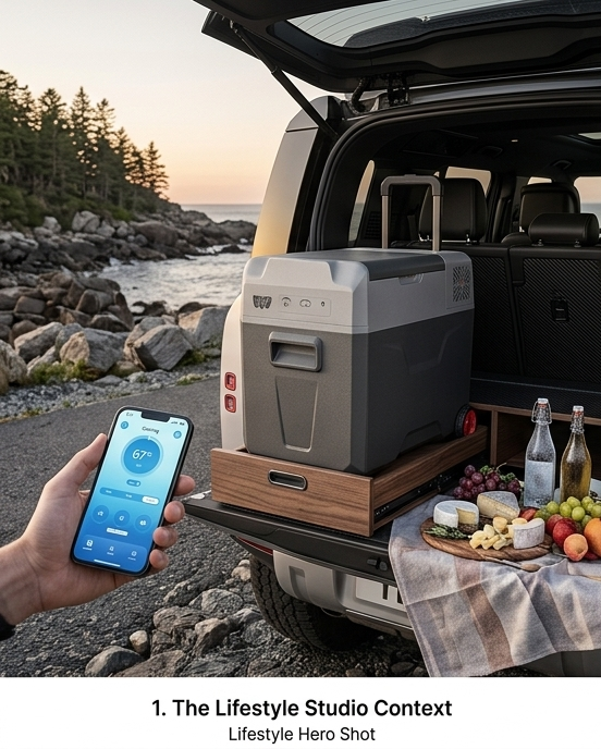 Ultra-Portable Dual-Zone Smart Car Refrigerator & Freezer with App Control – 50L Rugged Travel Cooler