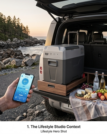 Ultra-Portable Dual-Zone Smart Car Refrigerator & Freezer with App Control – 50L Rugged Travel Cooler