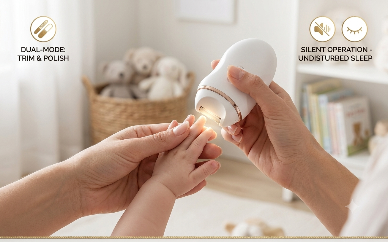 SmartGroom™ Precision Electric Baby Nail Trimmer & Polisher – Ultra-Quiet Dual-Speed Safety Trimming Kit with Light (Infant to Adult)