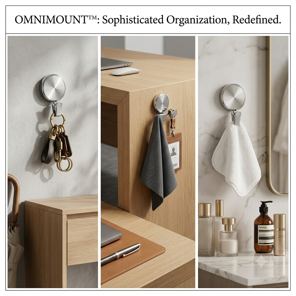 OmniMount™ Premium Retractable Organiser | Punch-Free Minimalist Towel & Utility Holder