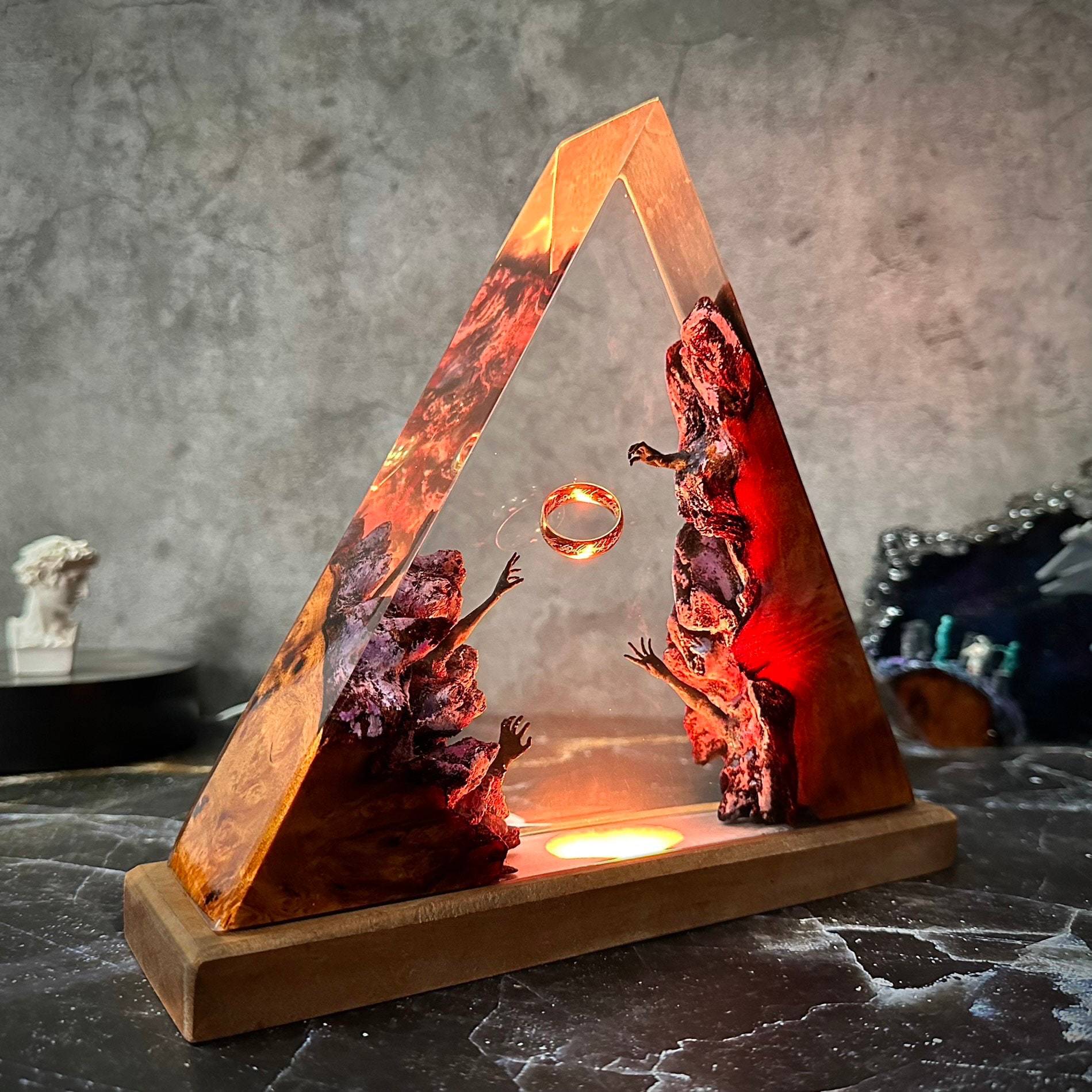 Pinnacle — Resin & Wood Pyramid Lamp