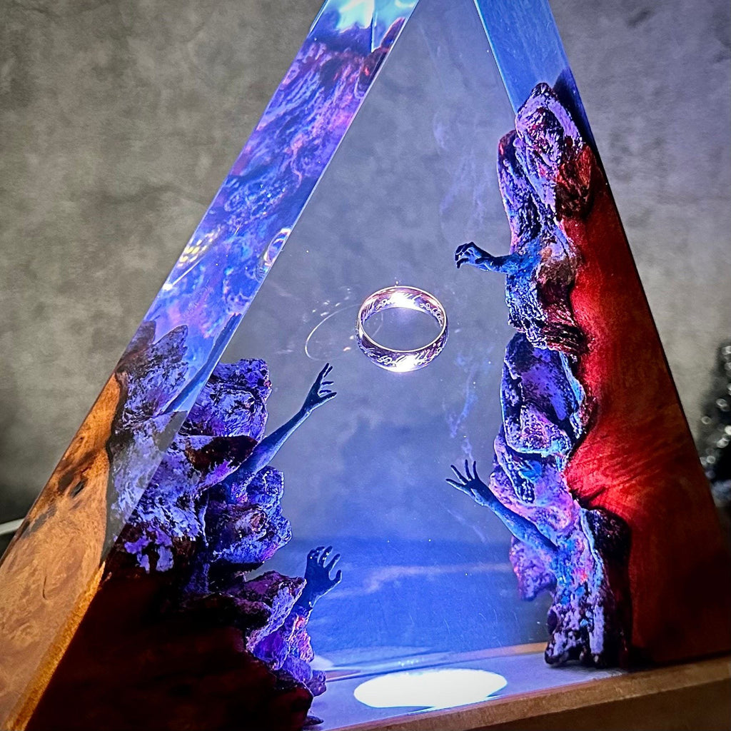 Pinnacle — Resin & Wood Pyramid Lamp