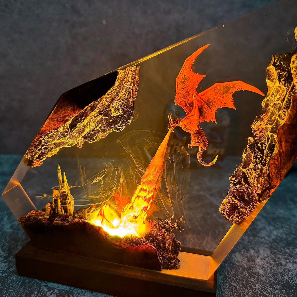 Emberwing — Fire Dragon Resin Lamp