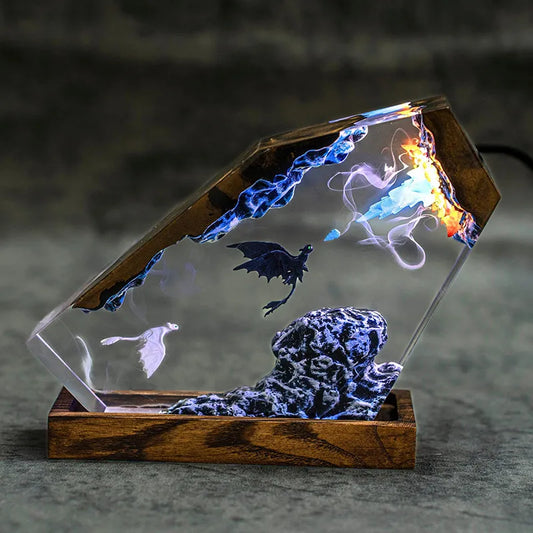LED Resin Dragon Pair Night Light Ornament