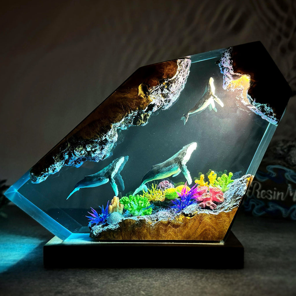Coralline — Whale Resin & Wood Lamp