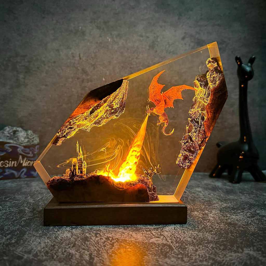 Emberwing — Fire Dragon Resin Lamp