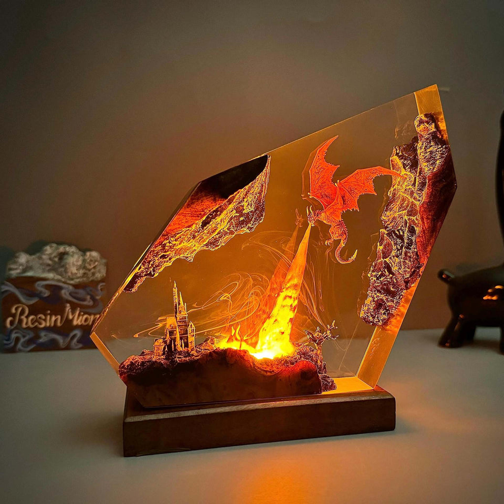 Emberwing — Fire Dragon Resin Lamp
