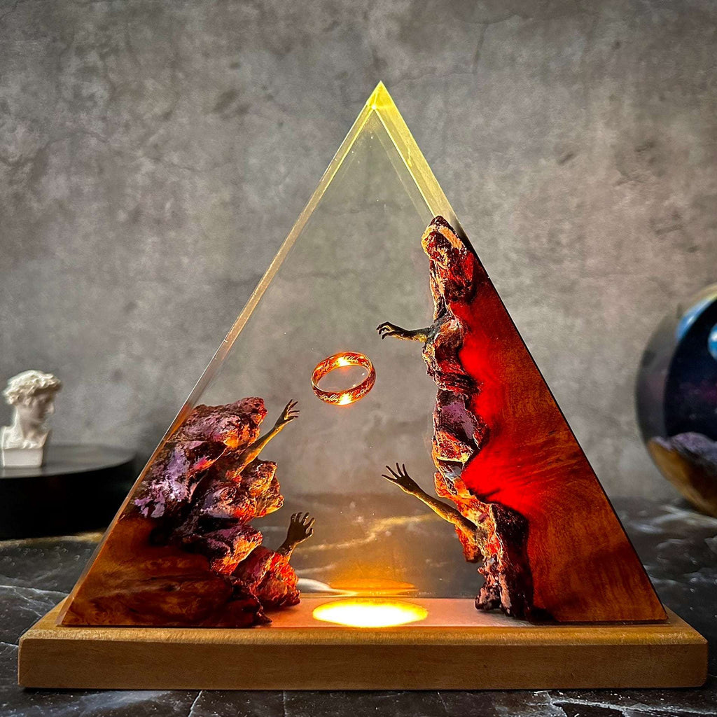 Pinnacle — Resin & Wood Pyramid Lamp